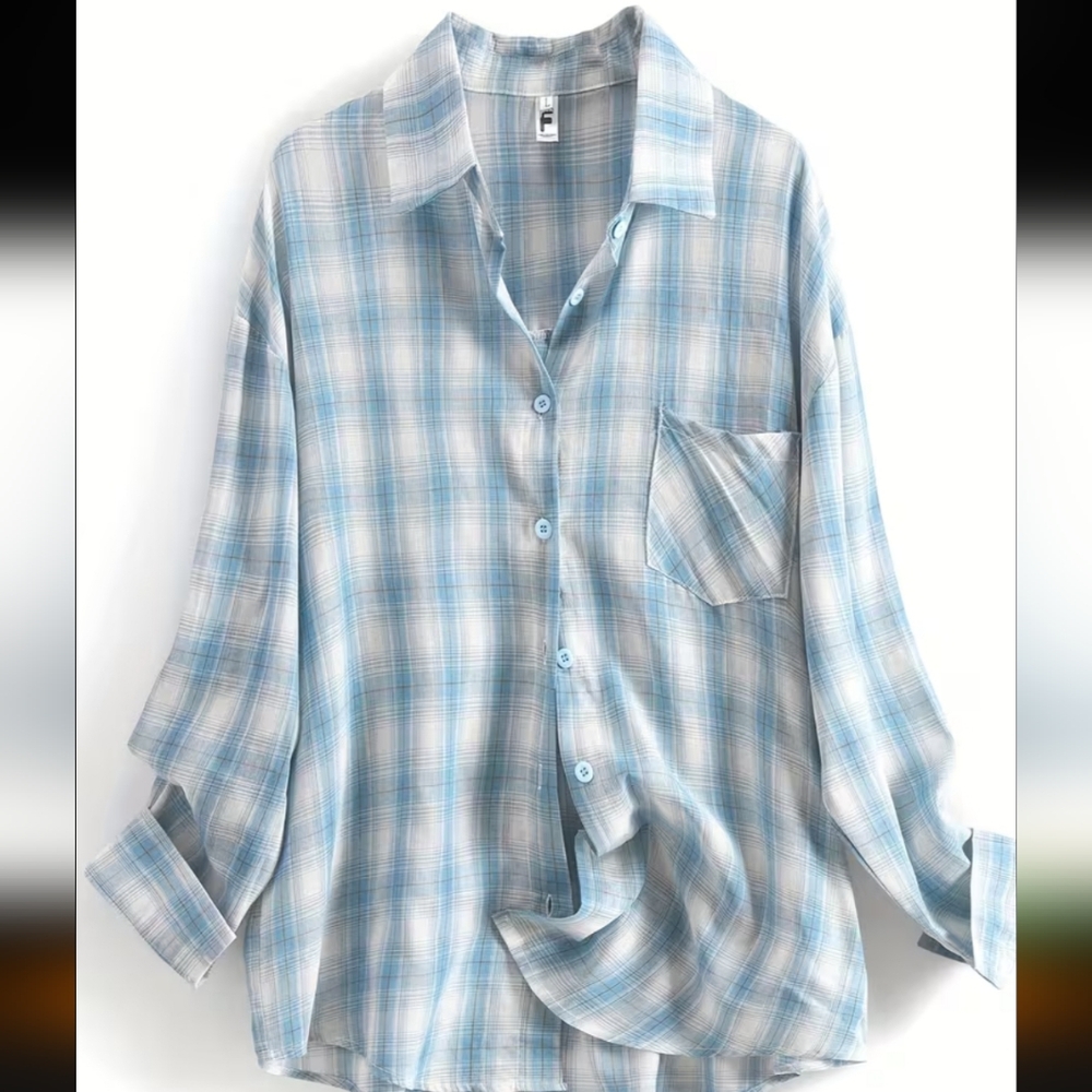 Temu Checkered Button-up Long Sleeve